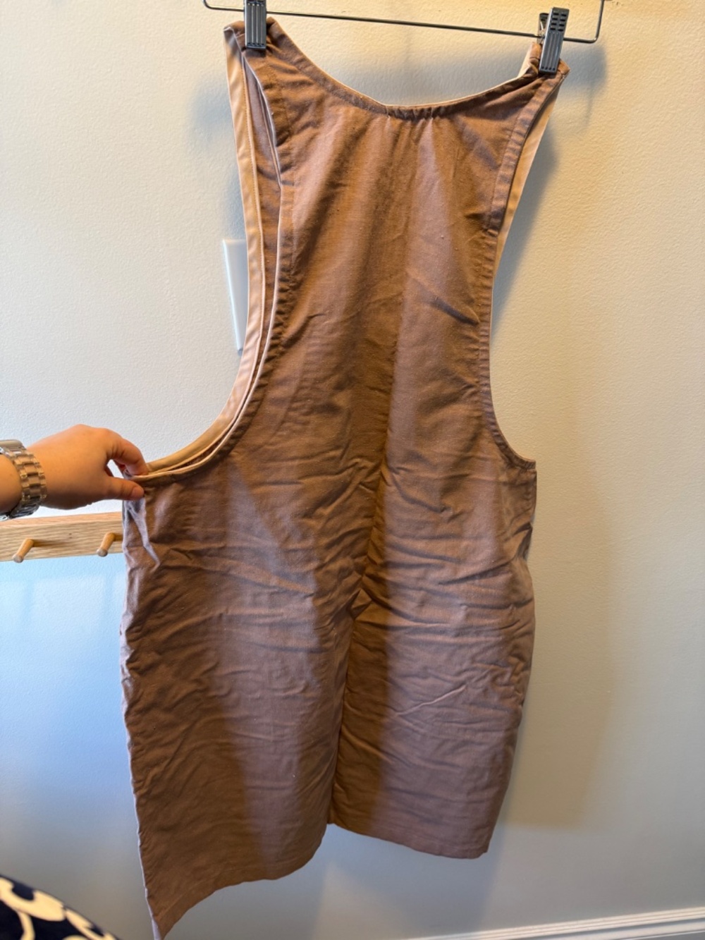 *Homemade* Dusty Pink Linen York Pinafore - Picture 3 of 5